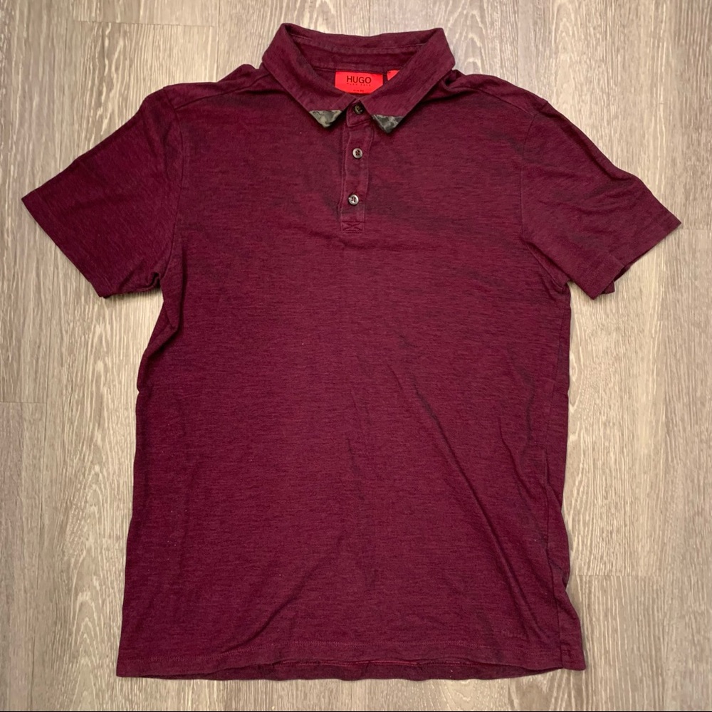 Hugo Boss Kids Burgundy Slim Fit Polo Shirt Boy's Size Small Short Sleeve